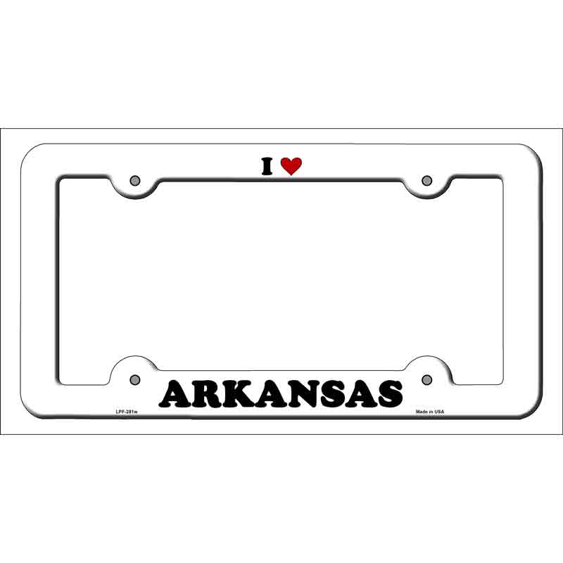 Love Arkansas Novelty Metal License Plate Frame LPF-281 White