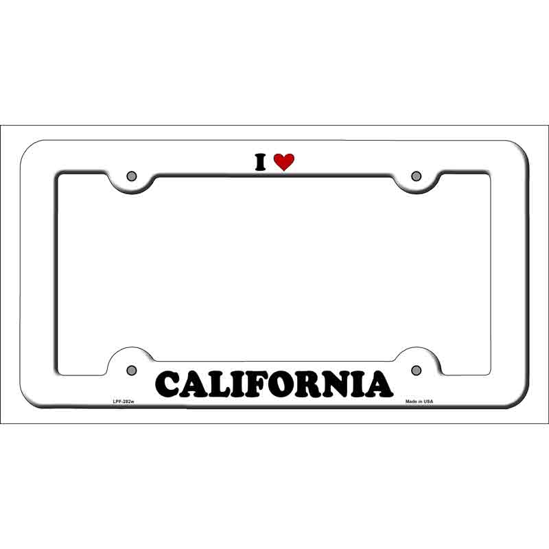 Love California Novelty Metal License Plate Frame LPF-282 White