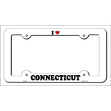 Love Connecticut Novelty Metal License Plate Frame LPF-284 White