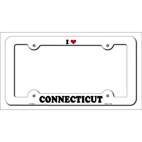 Love Connecticut Novelty Metal License Plate Frame LPF-284 White