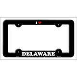 Love Delaware Novelty Metal License Plate Frame LPF-285 Black