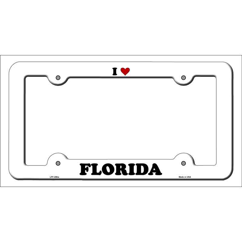 Love Florida Novelty Metal License Plate Frame LPF-286 White