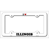 Love Illinois Novelty Metal License Plate Frame LPF-290 White