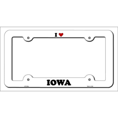 Love Iowa Novelty Metal License Plate Frame LPF-292 White