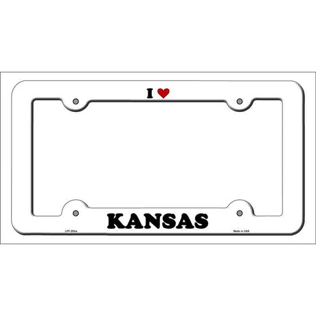 Love Kansas Novelty Metal License Plate Frame LPF-293 White