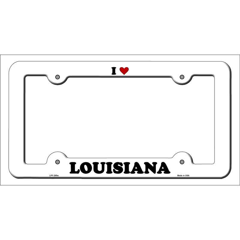 Love Louisiana Novelty Metal License Plate Frame LPF-295 White