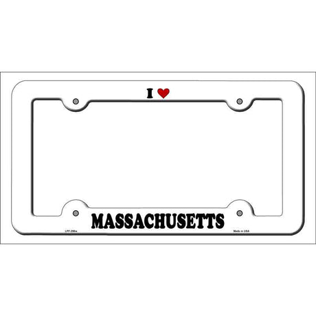 Love Massachusetts Novelty Metal License Plate Frame LPF-298 White