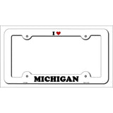 Love Michigan Novelty Metal License Plate Frame LPF-299 White