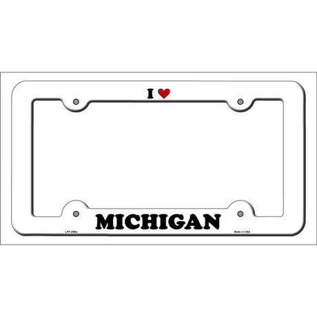 Love Michigan Novelty Metal License Plate Frame LPF-299 White