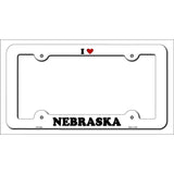 Love Nebraska Novelty Metal License Plate Frame LPF-304 White