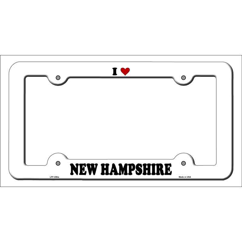 Love New Hampshire Novelty Metal License Plate Frame LPF-306 White