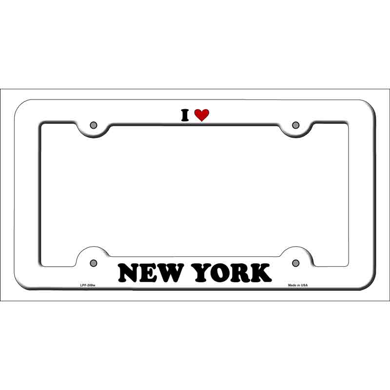 Love New York Novelty Metal License Plate Frame LPF-309 White