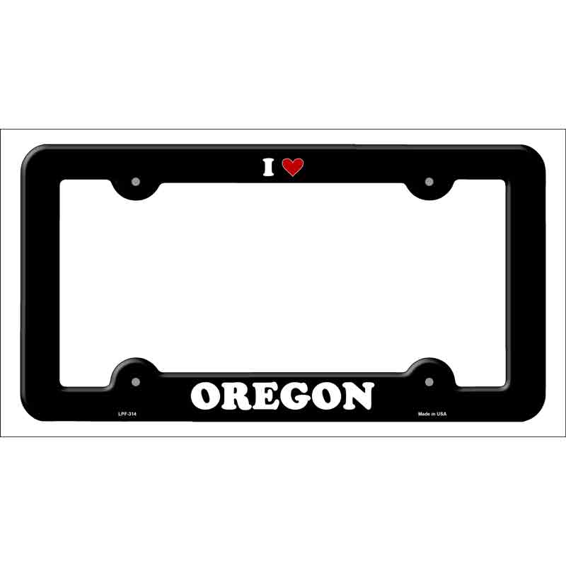 Love Oregon Novelty Metal License Plate Frame LPF-314 Black