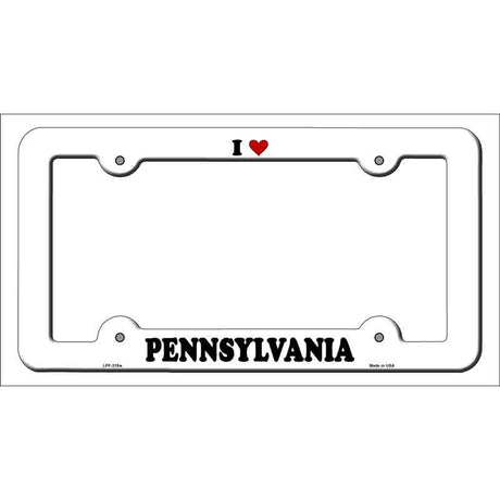 Love Pennsylvania Novelty Metal License Plate Frame LPF-315 White