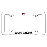 Love South Dakota Novelty Metal License Plate Frame LPF-318 White