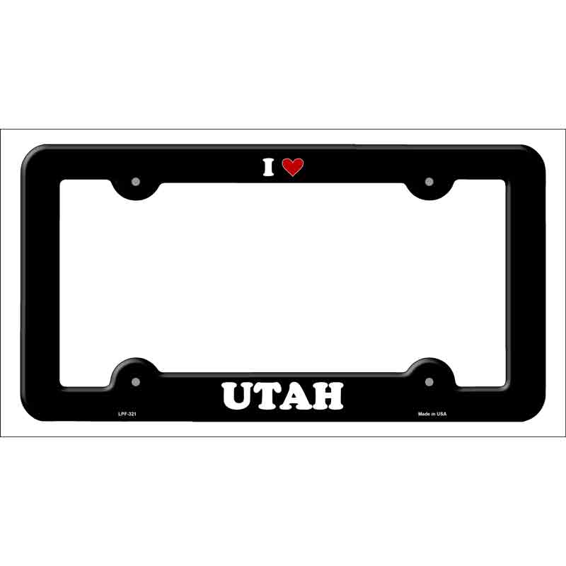 Love Utah Novelty Metal License Plate Frame LPF-321 Black