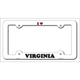 Love Virginia Novelty Metal License Plate Frame LPF-323 White