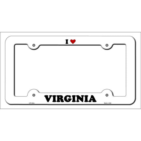 Love Virginia Novelty Metal License Plate Frame LPF-323 White