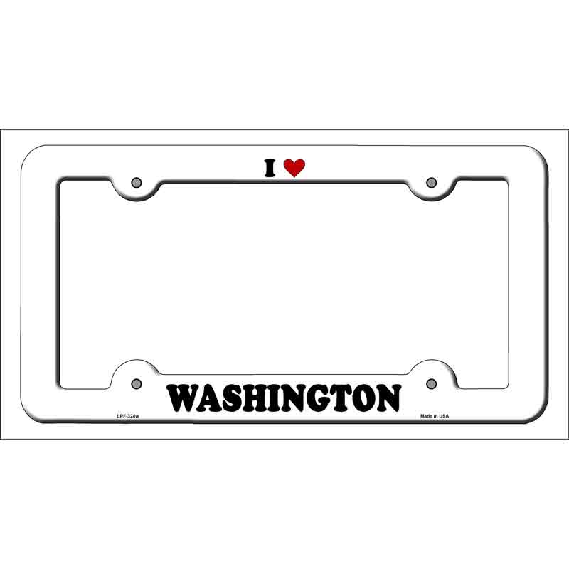 Love Washington Novelty Metal License Plate Frame LPF-324 White