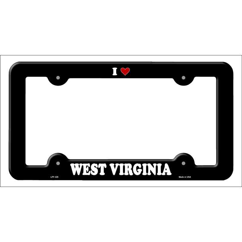 Love West Virginia Novelty Metal License Plate Frame LPF-325 Black