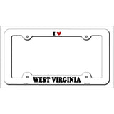 Love West Virginia Novelty Metal License Plate Frame LPF-325 White