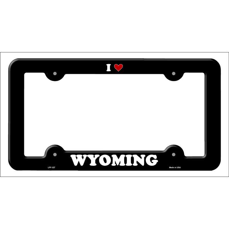 Love Wyoming Novelty Metal License Plate Frame LPF-327 Black