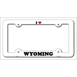 Love Wyoming Novelty Metal License Plate Frame LPF-327 White