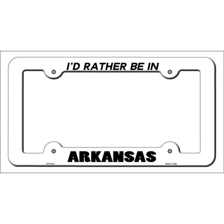 Be In Arkansas Novelty Metal License Plate Frame LPF-331 White