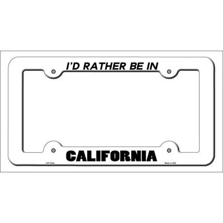 Be In California Novelty Metal License Plate Frame LPF-332 White