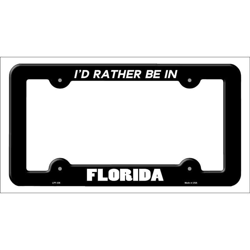 Be In Florida Novelty Metal License Plate Frame LPF-336 Black