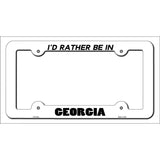 Be In Georgia Novelty Metal License Plate Frame LPF-337 White