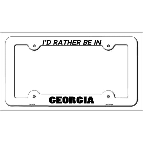 Be In Georgia Novelty Metal License Plate Frame LPF-337 White