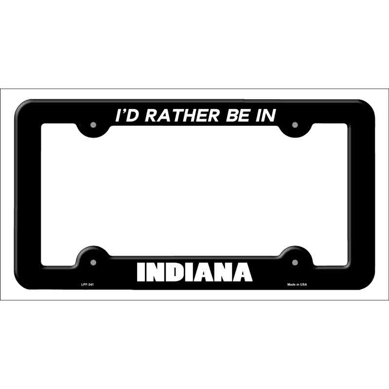 Be In Indiana Novelty Metal License Plate Frame LPF-341 Black