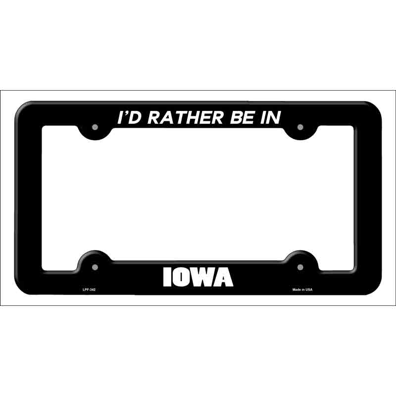 Be In Iowa Novelty Metal License Plate Frame LPF-342 Black