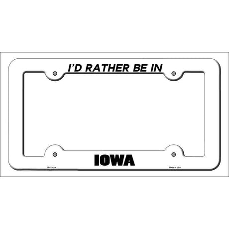 Be In Iowa Novelty Metal License Plate Frame LPF-342 White