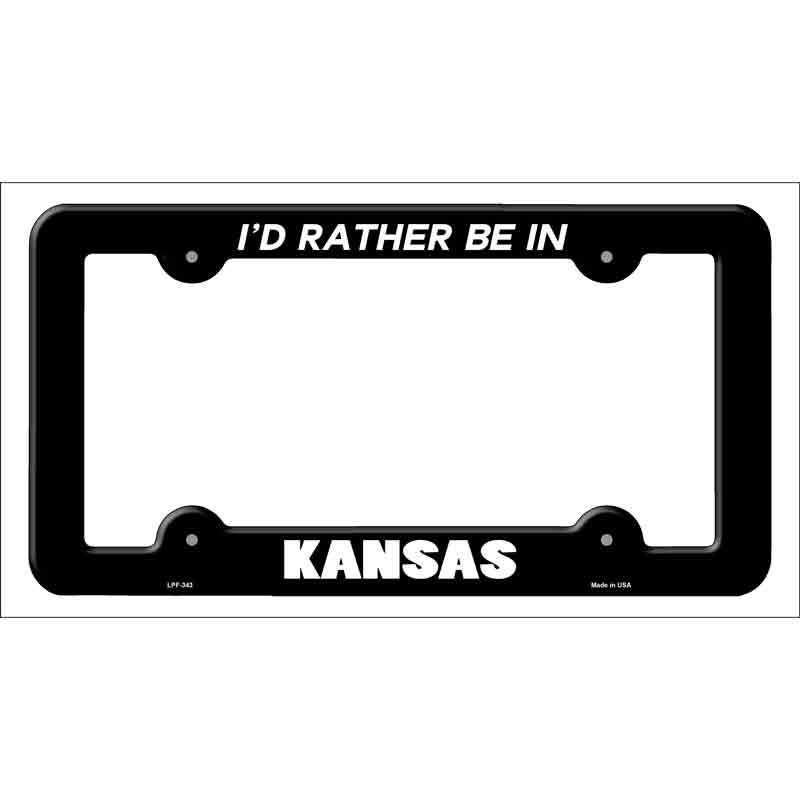 Be In Kansas Novelty Metal License Plate Frame LPF-343 Black