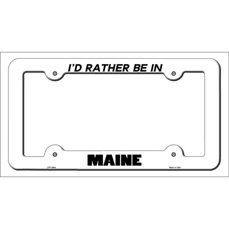 Be In Maine Novelty Metal License Plate Frame LPF-346 White