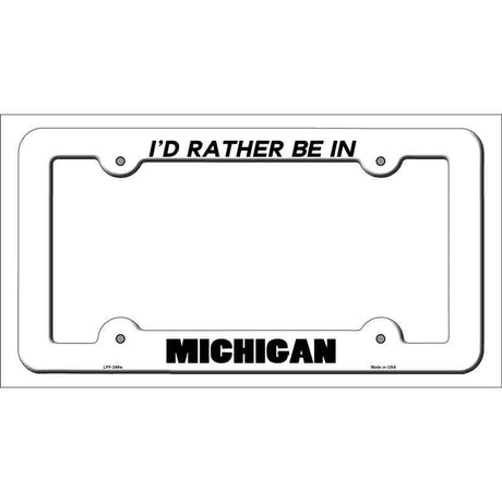 Be In Michigan Novelty Metal License Plate Frame LPF-349 White