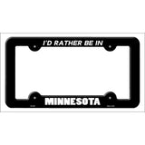 Be In Minnesota Novelty Metal License Plate Frame LPF-350 Black