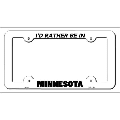 Be In Minnesota Novelty Metal License Plate Frame LPF-350 White