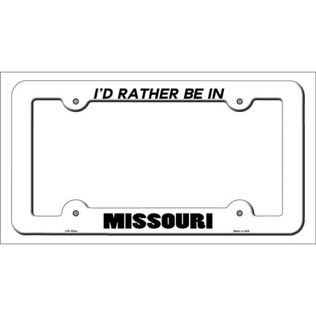 Be In Missouri Novelty Metal License Plate Frame LPF-352 White