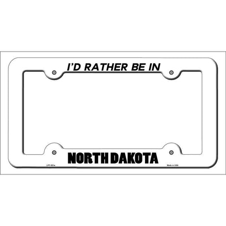 Be In North Dakota Novelty Metal License Plate Frame LPF-361 White