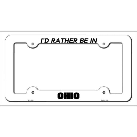 Be In Ohio Novelty Metal License Plate Frame LPF-362 White