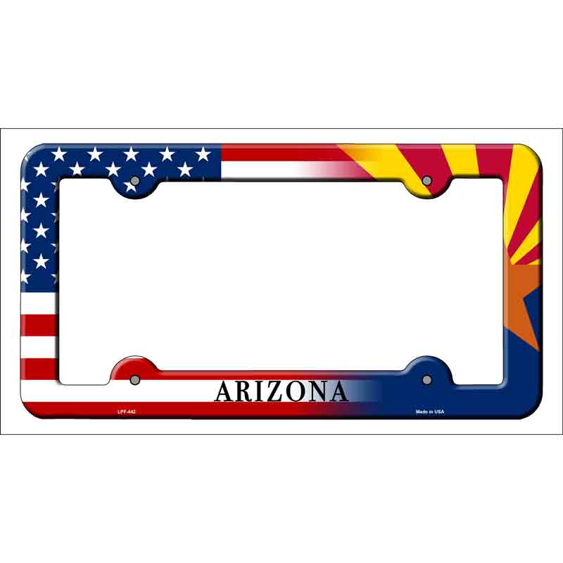 Arizona|American Flag Novelty Metal License Plate Frame LPF-442