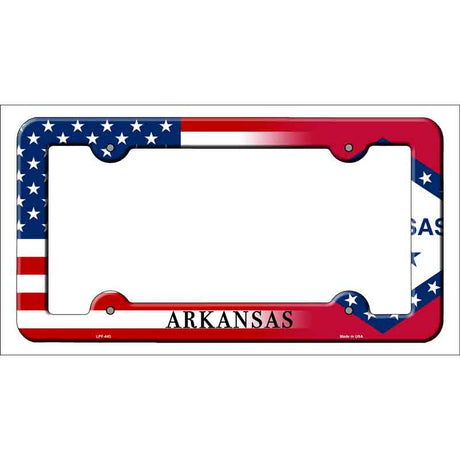 Arkansas|American Flag Novelty Metal License Plate Frame LPF-443