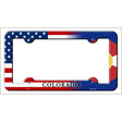 Colorado|American Flag Novelty Metal License Plate Frame LPF-445