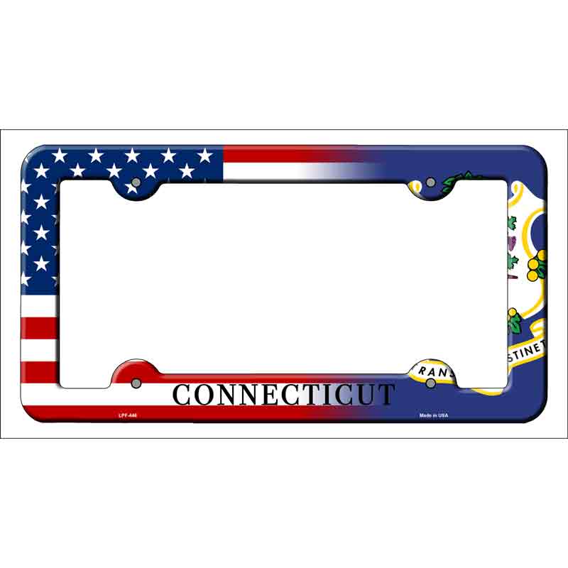 Connecticut|American Flag Novelty Metal License Plate Frame LPF-446