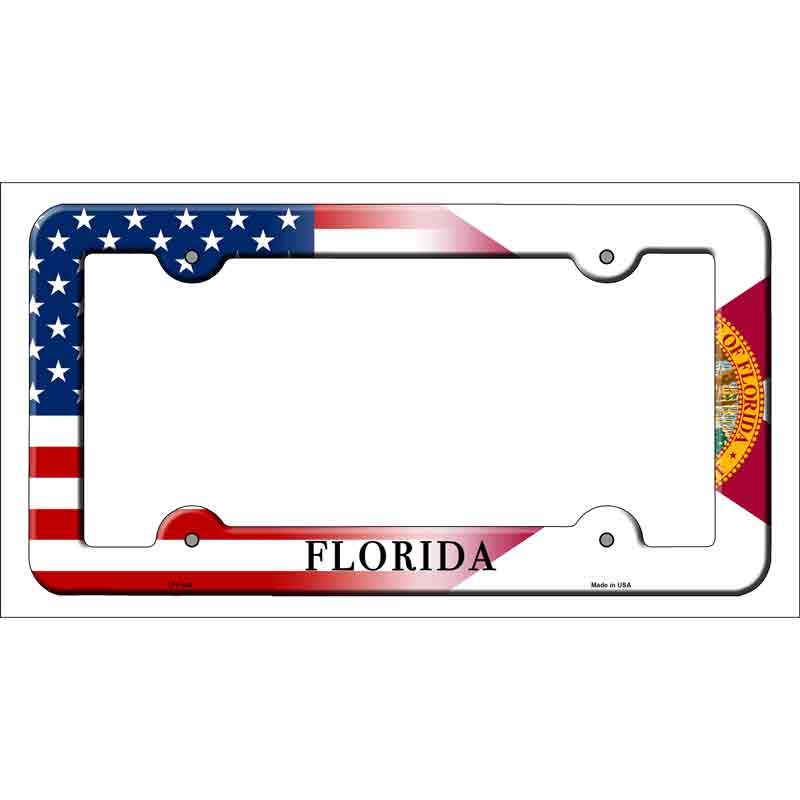 Florida|American Flag Novelty Metal License Plate Frame LPF-448