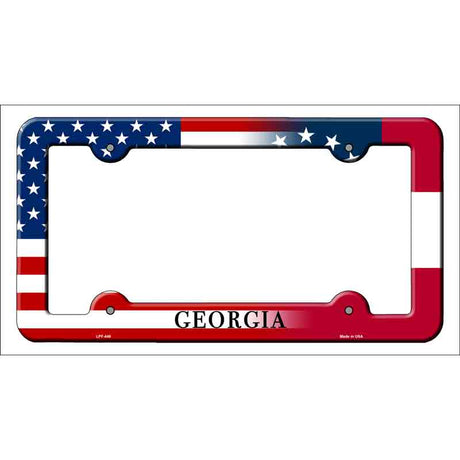 Georgia|American Flag Novelty Metal License Plate Frame LPF-449