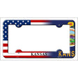 Kansas|American Flag Novelty Metal License Plate Frame LPF-455